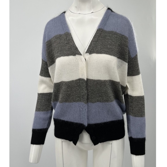Brunello Cucinelli Women's Blue/Gray Color Block Cardigan Sweater sz M